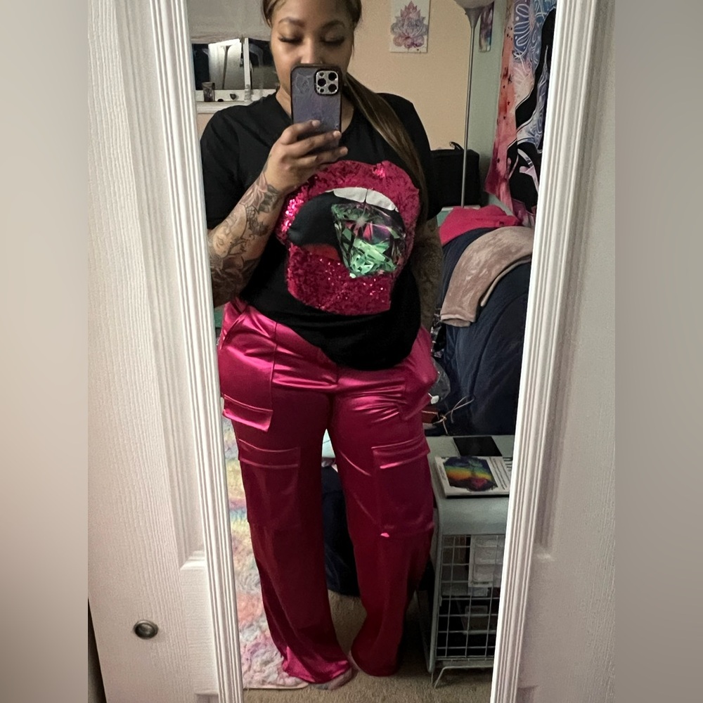 Pink Satin Trousers